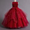 imageIDOPIP Flower Girl Sequin Appliques Dress for Kids Wedding Pageant Party Long Gown Princess Birthday Communion Tulle DressesRed  Sequin
