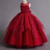imageIDOPIP Flower Girl Sequin Appliques Dress for Kids Wedding Pageant Party Long Gown Princess Birthday Communion Tulle DressesRed  Sequin