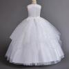 imageIDOPIP Flower Girl Sequin Appliques Dress for Kids Wedding Pageant Party Long Gown Princess Birthday Communion Tulle DressesWhite  Sequin