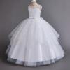 imageIDOPIP Flower Girl Sequin Appliques Dress for Kids Wedding Pageant Party Long Gown Princess Birthday Communion Tulle DressesWhite  Sequin