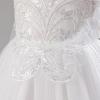 imageIDOPIP Flower Girl Sequin Appliques Dress for Kids Wedding Pageant Party Long Gown Princess Birthday Communion Tulle DressesWhite