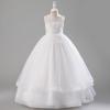 imageIDOPIP Flower Girl Sequin Appliques Dress for Kids Wedding Pageant Party Long Gown Princess Birthday Communion Tulle DressesWhite