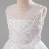 imageIDOPIP Flower Girl Sequin Appliques Dress for Kids Wedding Pageant Party Long Gown Princess Birthday Communion Tulle DressesWhite