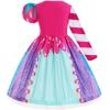 imageIDOPIP Rainbow Candy Tutu Dress for Girls 310Y Candy Princess Costume with Headband for Halloween Birthday Party Dress upLong Sleeve