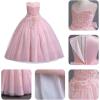 imageIDOPIP Sequin Flower Girl Dress for Kids Wedding Bridesmaid Pageant Party Formal Long Gown Princess Communion Tulle DressesPink