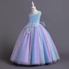imageIDOPIP Sequin Flower Girl Dress for Kids Wedding Bridesmaid Pageant Party Formal Long Gown Princess Communion Tulle DressesRainbow Blue