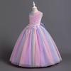imageIDOPIP Sequin Flower Girl Dress for Kids Wedding Bridesmaid Pageant Party Formal Long Gown Princess Communion Tulle DressesRainbow Pink