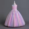 imageIDOPIP Sequin Flower Girl Dress for Kids Wedding Bridesmaid Pageant Party Formal Long Gown Princess Communion Tulle DressesRainbow Pink