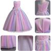 imageIDOPIP Sequin Flower Girl Dress for Kids Wedding Bridesmaid Pageant Party Formal Long Gown Princess Communion Tulle DressesRainbow Pink