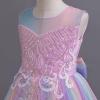 imageIDOPIP Sequin Flower Girl Dress for Kids Wedding Bridesmaid Pageant Party Formal Long Gown Princess Communion Tulle DressesRainbow Pink
