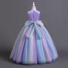 imageIDOPIP Sequin Flower Girl Dress for Kids Wedding Bridesmaid Pageant Party Formal Long Gown Princess Communion Tulle DressesRainbow Purple