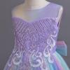 imageIDOPIP Sequin Flower Girl Dress for Kids Wedding Bridesmaid Pageant Party Formal Long Gown Princess Communion Tulle DressesRainbow Purple
