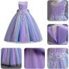 imageIDOPIP Sequin Flower Girl Dress for Kids Wedding Bridesmaid Pageant Party Formal Long Gown Princess Communion Tulle DressesRainbow Purple