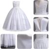 imageIDOPIP Sequin Flower Girl Dress for Kids Wedding Bridesmaid Pageant Party Formal Long Gown Princess Communion Tulle DressesWhite