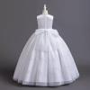 imageIDOPIP Sequin Flower Girl Dress for Kids Wedding Bridesmaid Pageant Party Formal Long Gown Princess Communion Tulle DressesWhite