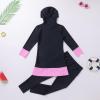 imageMuslim Swimsuit for Girls Kids 2 Pieces Modest Islamic Swimwear Burkini Full Cover Hijab Long Sleeve Heart Print Hooded Top Pants Swim Cap Costume Conservative Beachwear Bathing Suit Navy Blue 67Y