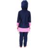 imageMuslim Swimsuit for Girls Kids 2 Pieces Modest Islamic Swimwear Burkini Full Cover Hijab Long Sleeve Heart Print Hooded Top Pants Swim Cap Costume Conservative Beachwear Bathing Suit Navy Blue 67Y