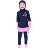 imageMuslim Swimsuit for Girls Kids 2 Pieces Modest Islamic Swimwear Burkini Full Cover Hijab Long Sleeve Heart Print Hooded Top Pants Swim Cap Costume Conservative Beachwear Bathing Suit Navy Blue 67Y