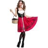 imageWomens Little Red Riding Hood Costume Halloween Christmas Party Dresses with Hooded Cloak Long Velvet Cape Outfit Set