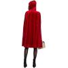 imageWomens Little Red Riding Hood Costume Halloween Christmas Party Dresses with Hooded Cloak Long Velvet Cape Outfit Set