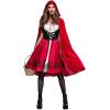 imageWomens Little Red Riding Hood Costume Halloween Christmas Party Dresses with Hooded Cloak Long Velvet Cape Outfit Set