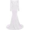 imageWomens Long Sleeve Off Shoulder Lace Maternity Dress for Photography Baby Shower with Flower Sash Belt for Photoshoot