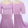 imageWomens Off Shoulder Long Sleeve Maternity Gown Mermaid Maxi Photography Dress for Baby Shower Photo Props Dress