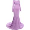 imageWomens Off Shoulder Long Sleeve Maternity Gown Mermaid Maxi Photography Dress for Baby Shower Photo Props Dress