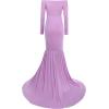 imageWomens Off Shoulder Long Sleeve Maternity Gown Mermaid Maxi Photography Dress for Baby Shower Photo Props Dress