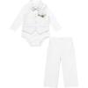 imageIDOPIP Baby Boy Clothes Suit Infant Gentleman Outfit First Birthday Baptism Wedding Dress Romper ShirtTieVestPantsCorsageWhite