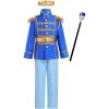 imageIDOPIP Boys Prince Charming Costume Prince Dress up Medieval Royal Prince Outfit Costume for Toddler Kid Boy HalloweenCosplayRoyal Blue  Blue 4pcs