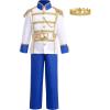 imageIDOPIP Boys Prince Charming Costume Prince Dress up Medieval Royal Prince Outfit Costume for Toddler Kid Boy HalloweenCosplayRoyal Blue 4pcs