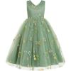 imageIDOPIP Embroidery Flower Girl Lace Dress for Kids Wedding Pageant Party First Communion Dresses Princess Bridesmaid Maxi GownGreen