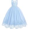 imageIDOPIP Flower Girl Dresses for Wedding Lace Tulle Princess Pageant Dresses for Girls Kids Prom First Communion Birthday GownsBlue
