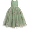imageIDOPIP Flower Girl Lace Dress for Kids Wedding Bridesmaid Pageant Party Formal Long Gown Princess Communion Tulle Bow DressesGreen