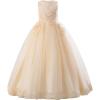imageIDOPIP Flower Girl Lace Dress for Kids Wedding Pageant Formal Party Long Gown Princess First Communion Maxi Tulle DressesChampagne