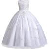 imageIDOPIP Sequin Flower Girl Dress for Kids Wedding Bridesmaid Pageant Party Formal Long Gown Princess Communion Tulle DressesWhite