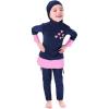 imageMuslim Swimsuit for Girls Kids 2 Pieces Modest Islamic Swimwear Burkini Full Cover Hijab Long Sleeve Heart Print Hooded Top Pants Swim Cap Costume Conservative Beachwear Bathing Suit Navy Blue 67Y