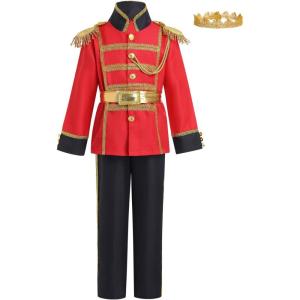 imageIDOPIP Boys Prince Charming Costume Prince Dress up Medieval Royal Prince Outfit Costume for Toddler Kid Boy HalloweenCosplayRed  Black 3pcs