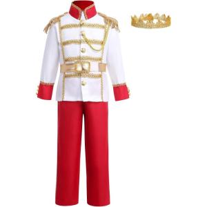 imageIDOPIP Boys Prince Charming Costume Prince Dress up Medieval Royal Prince Outfit Costume for Toddler Kid Boy HalloweenCosplayRed 4pcs