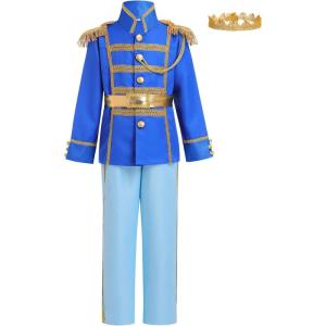 imageIDOPIP Boys Prince Charming Costume Prince Dress up Medieval Royal Prince Outfit Costume for Toddler Kid Boy HalloweenCosplayRoyal Blue  Blue 3pcs