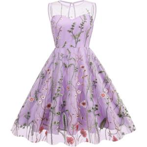 imageIDOPIP Embroidery Flower Girl Lace Dress for Kids Wedding Pageant Party First Communion Dresses Princess Bridesmaid Maxi GownPurple  Mesh