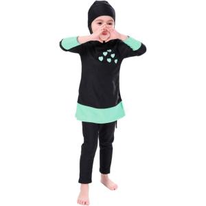 imageOwlFay Mu Swimsuits For Girls Kids Islamic Burkini Full Cover Hijab Top Pants Swim Costume Bathing Suit 56 Years Black
