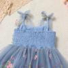 imageBaby Girls Tutu Dress Summer Sleeveless Backless Princess Birthday Party Dresses Sequin Ruffle Tulle Bowknot SundressDark Blue Floral