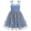 imageBaby Girls Tutu Dress Summer Sleeveless Backless Princess Birthday Party Dresses Sequin Ruffle Tulle Bowknot SundressDark Blue Floral
