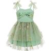 imageBaby Girls Tutu Dress Summer Sleeveless Backless Princess Birthday Party Dresses Sequin Ruffle Tulle Bowknot SundressGreen Floral