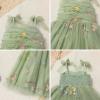 imageBaby Girls Tutu Dress Summer Sleeveless Backless Princess Birthday Party Dresses Sequin Ruffle Tulle Bowknot SundressGreen Floral Boho