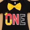imageIDOPIP Baby Boys First Birthday Party Cake Smash Outfit Bowtie Romper Suspenders Pants Set with Mouse Ear Headband OutfitBlack  One