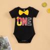 imageIDOPIP Baby Boys First Birthday Party Cake Smash Outfit Bowtie Romper Suspenders Pants Set with Mouse Ear Headband OutfitBlack  One