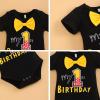 imageIDOPIP Baby Boys First Birthday Party Cake Smash Outfit Bowtie Romper Suspenders Pants Set with Mouse Ear Headband OutfitBlack 1st Birthday  Button